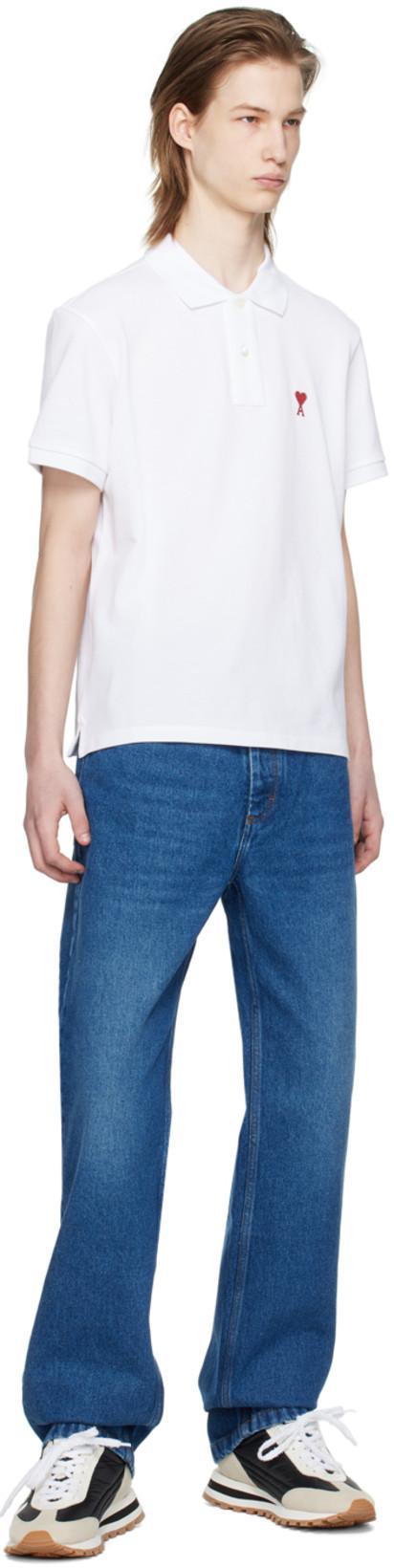 AMI ALEXANDRE MATTIUSSI Organic Cotton Ami De Coeur Polo Shirt In White