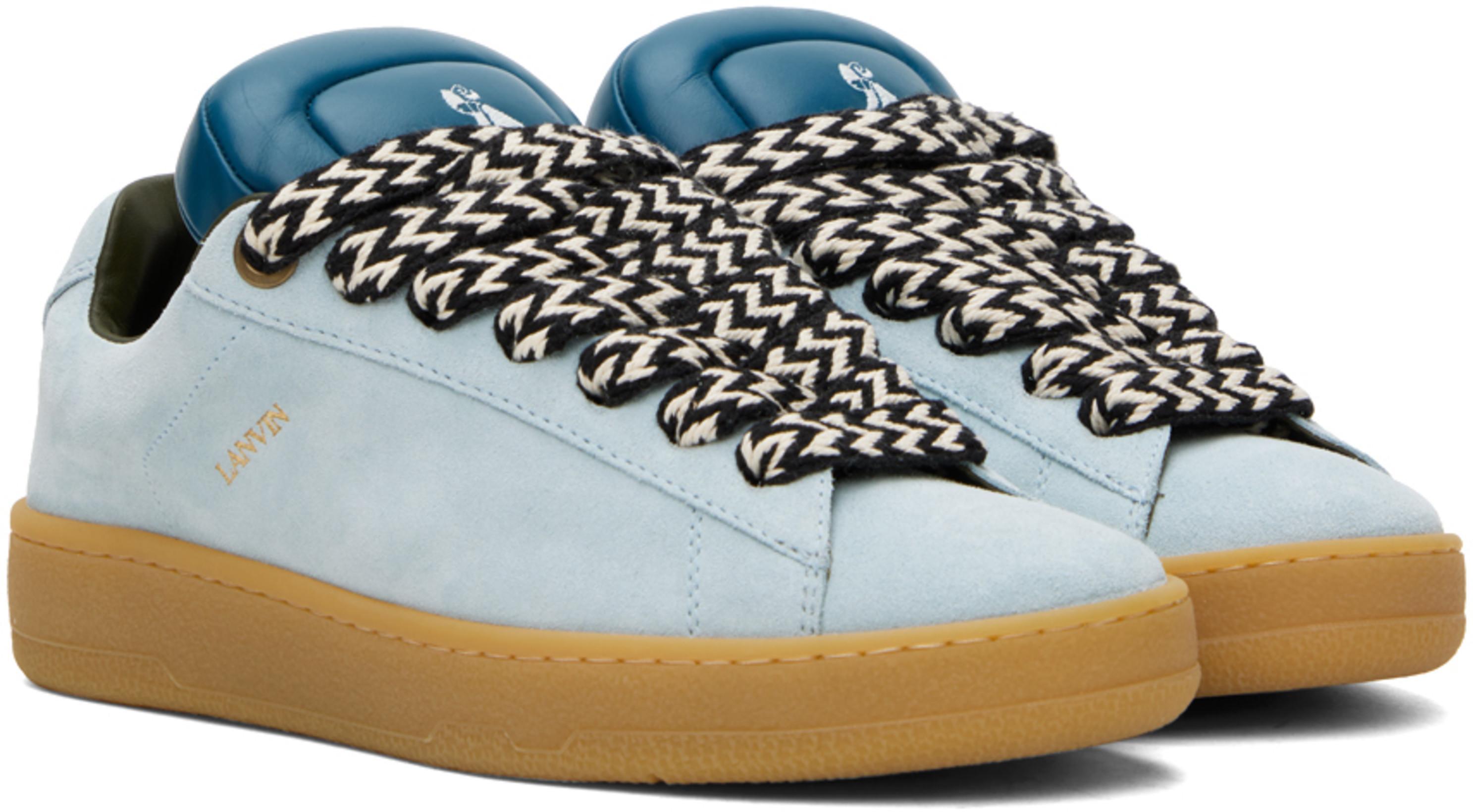 LANVIN X Future Hyper Curb Suede Sneakers In Blue