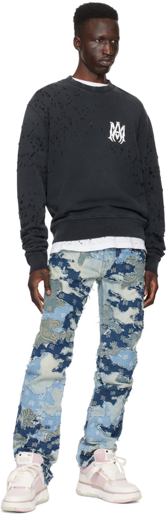 AMIRI Crew Neck Distressed Detailing In White