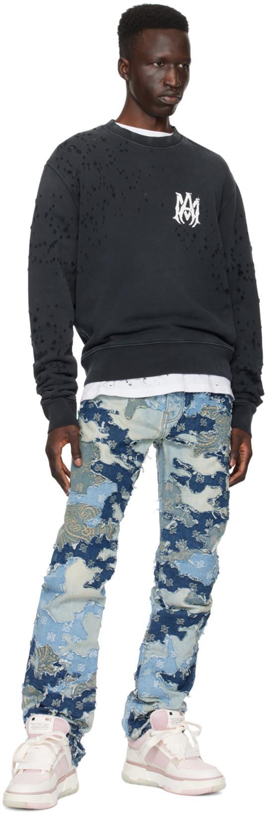 AMIRI Crew Neck Distressed Detailing In White