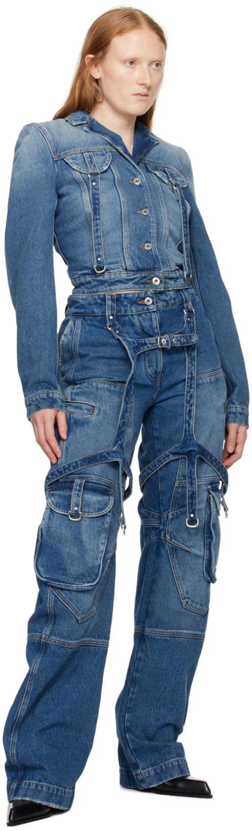 OFF-WHITE Off White Denim Jacket With Harness Details In Blue