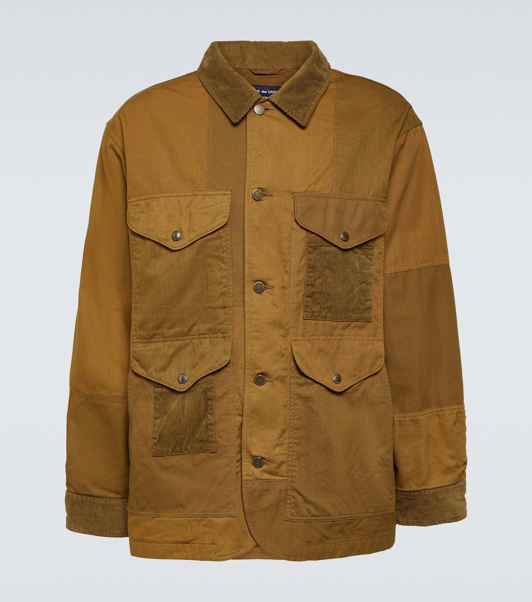 COMME DES GARÇONS HOMME DEUX Patchwork Cotton Drill Jacket In Brown