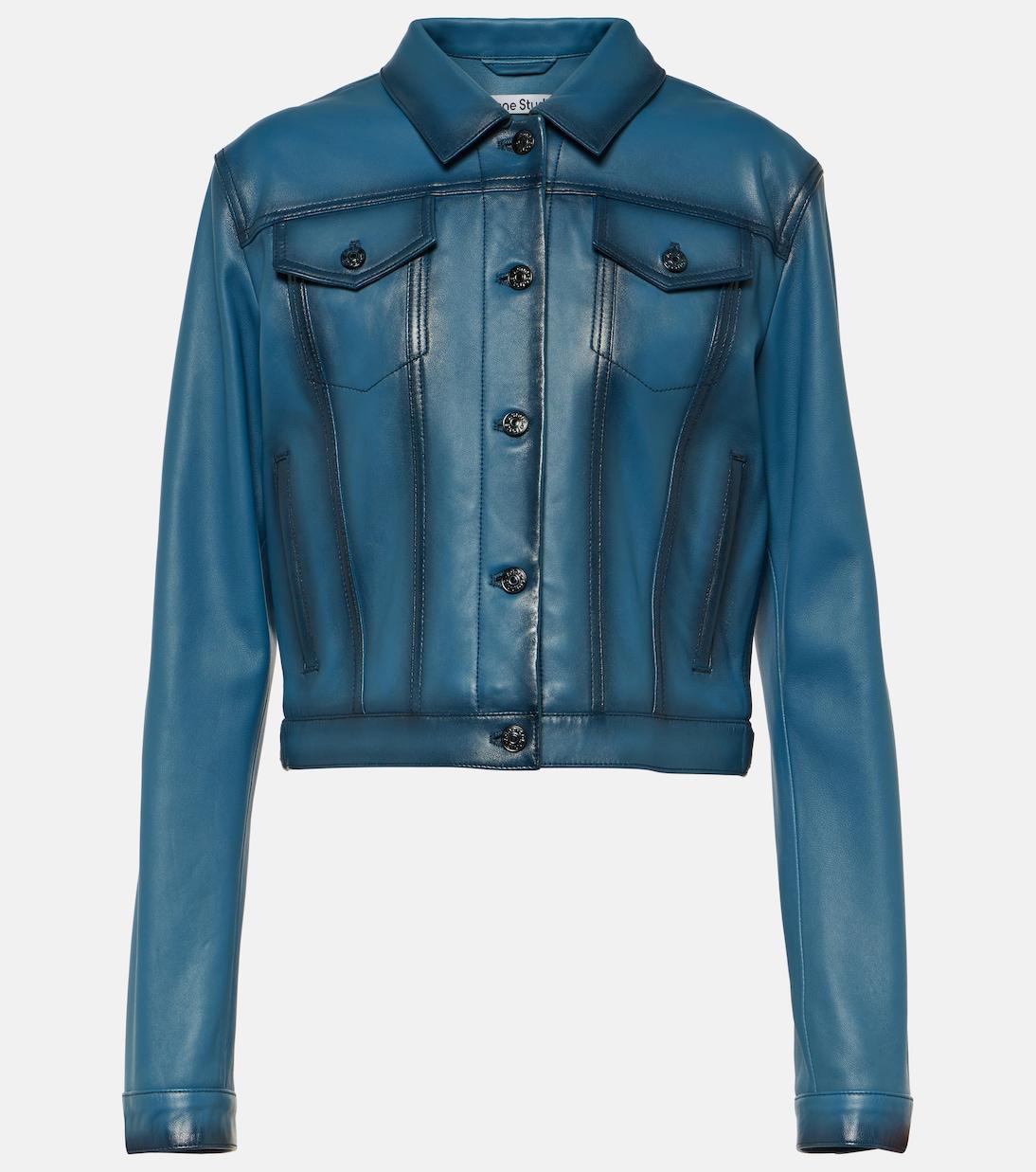 ACNE STUDIOS Blue Embossed Leather Miniskirt In Ail Blue/black