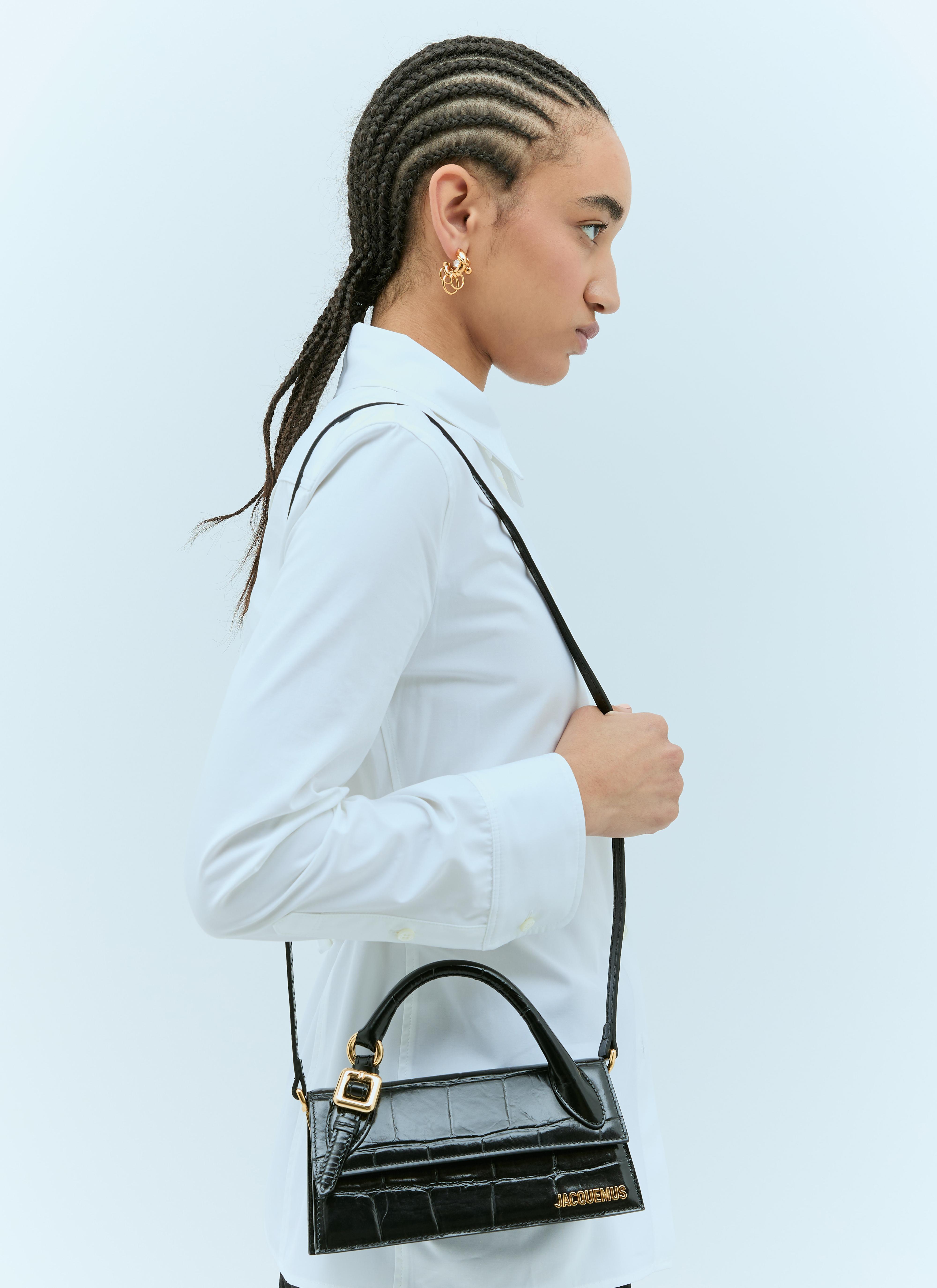 JACQUEMUS Le Chiquito Long Bouclé Handbag In Black