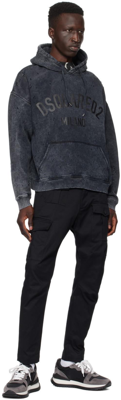 DSQUARED2 Cotton Cargo Trouser With Logo Patch In Black