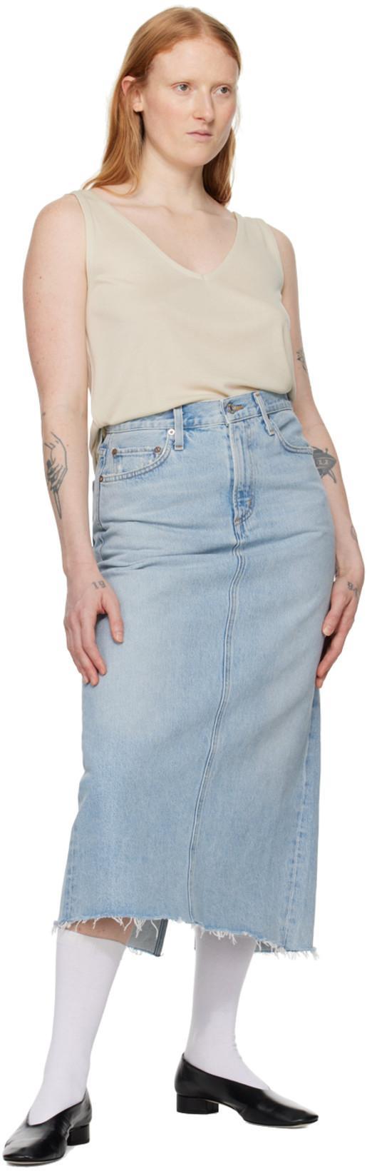 AGOLDE Blue Denim Long Skirt