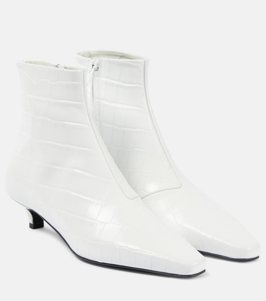 TOTÊME + Net Sustain The Croco Slim Croc-effect Leather Ankle Boots In White 