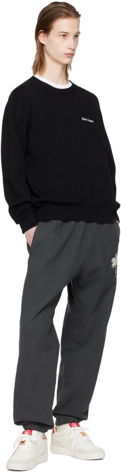 PALM ANGELS White Logo Print T-shirt In Gray