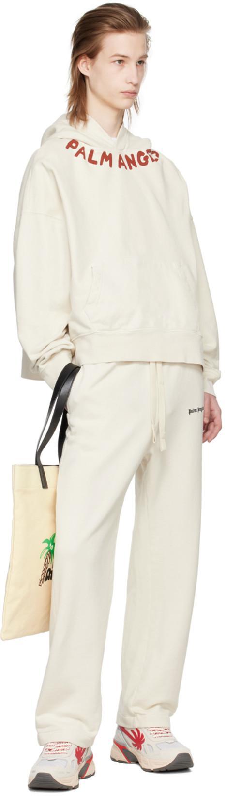 PALM ANGELS White Logo Print T-shirt In Gray