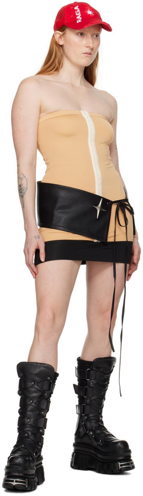 RAGA MALAK Beige & Black Daria Minidress In Nude