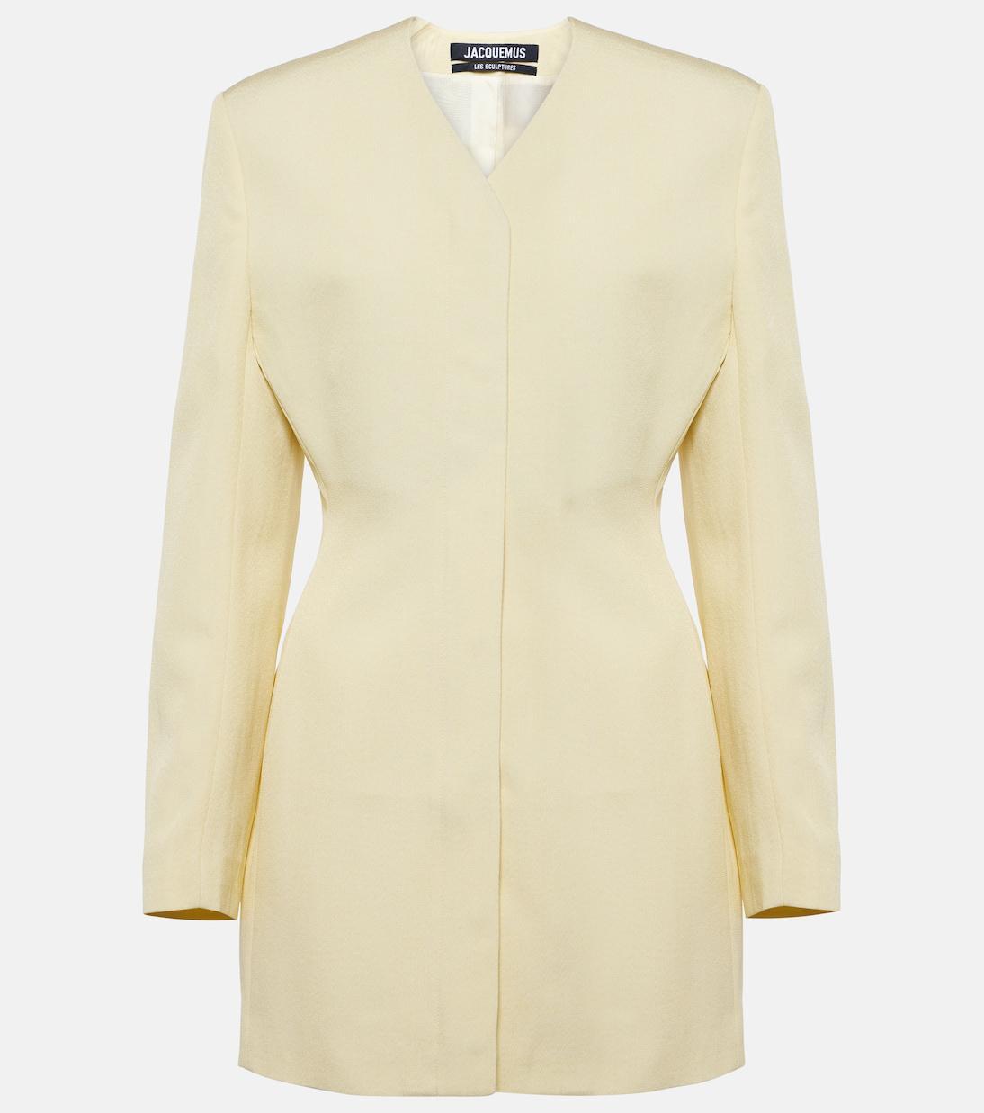 JACQUEMUS La Robe Cubo Crepe Mini Dress In Light Yellow