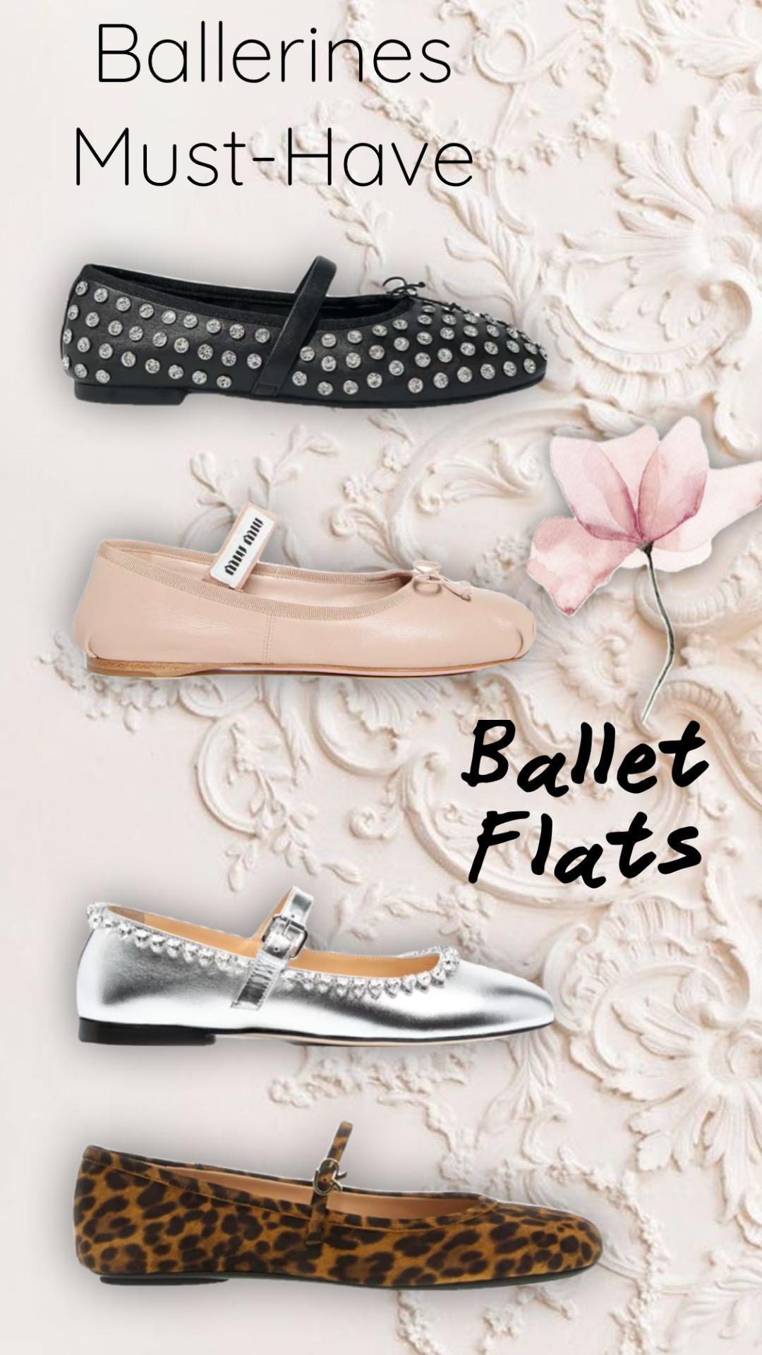 MIU MIU Logo-printed Bow Detailed Ballerina Shoes In Brown