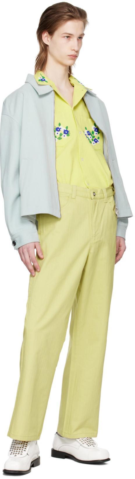 BODE Mens Beaded Chicory Short-sleeve Shirt In Yellow