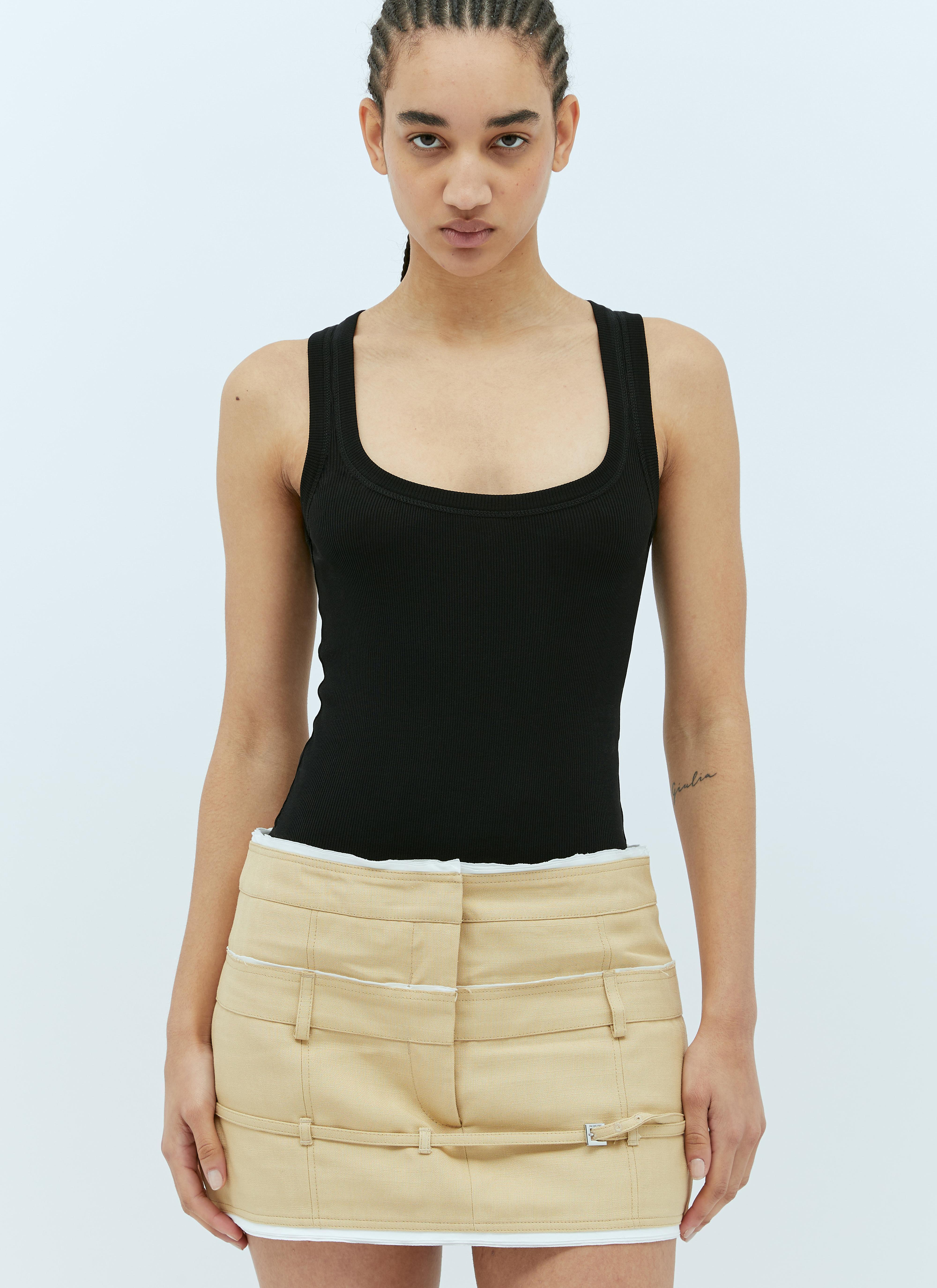 JACQUEMUS Block Heel Denim Texture Pointed Toe Slingback In Blue