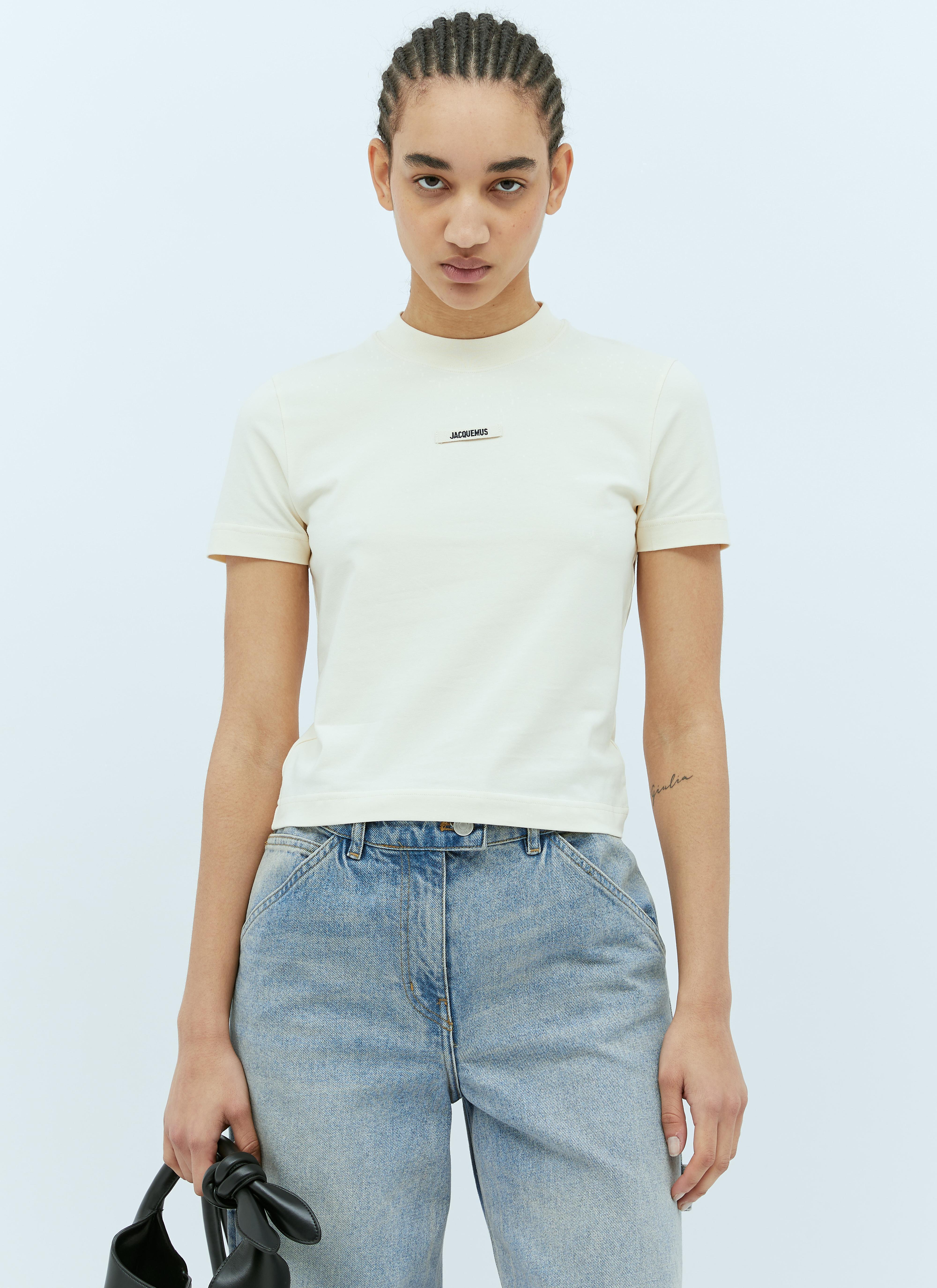 JACQUEMUS Roun Neck Cotton Logo T-shirt In Gray