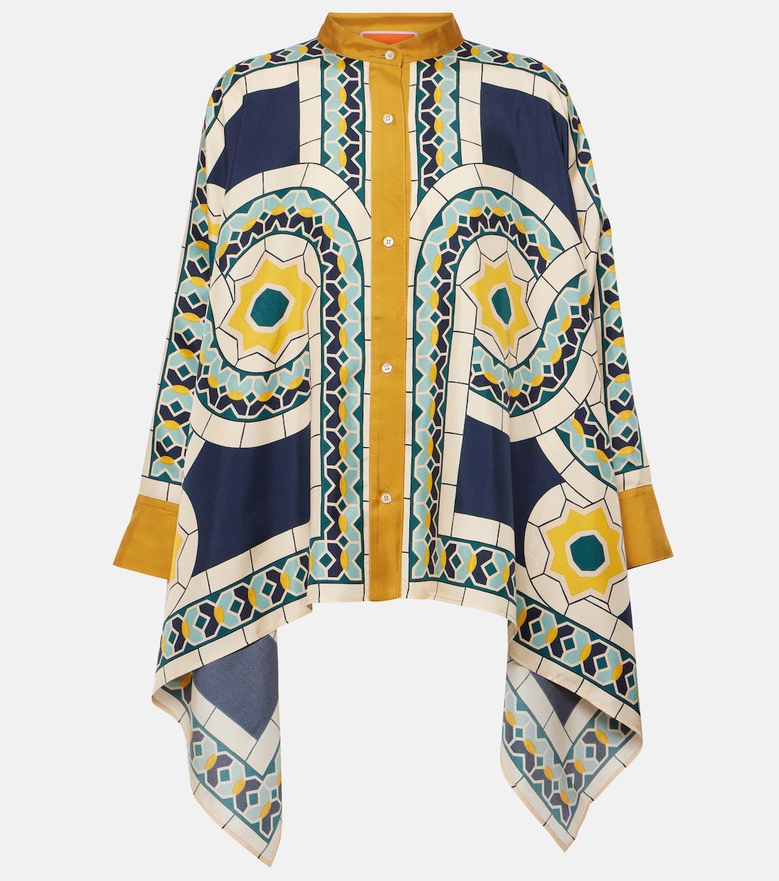 LA DOUBLEJ La Double J Printed Silk-twill Trousers In White