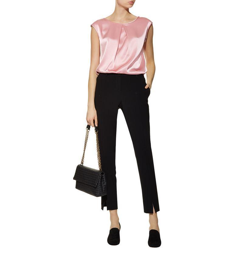 ST JOHN ‘diana' Flat Front Pressed Crease Straight Leg Pants In Black