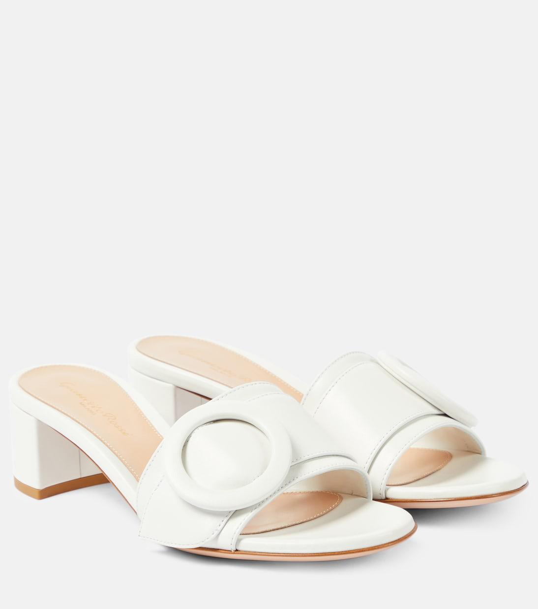 GIANVITO ROSSI Embellished Leather Sandals In White