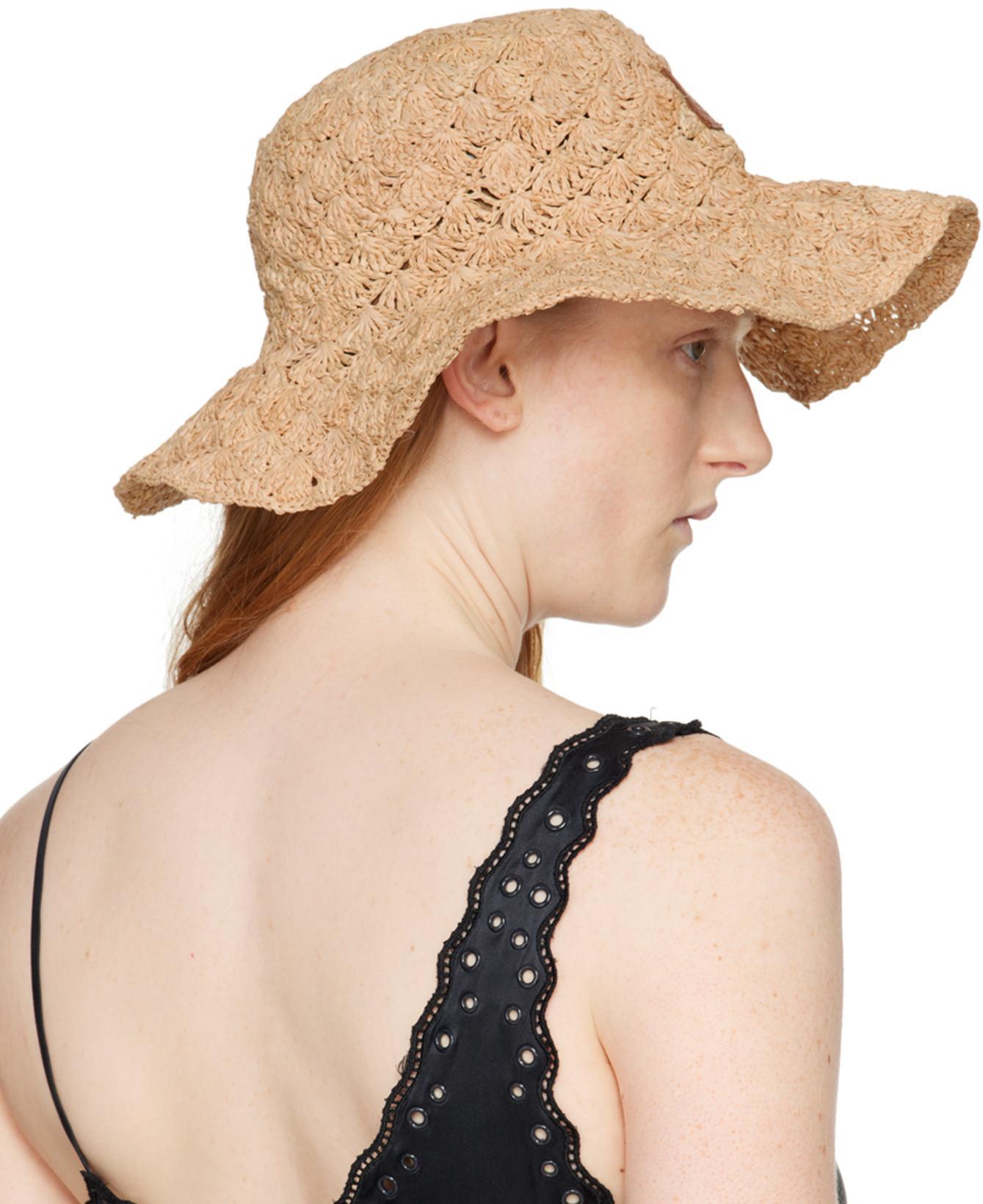 ISABEL MARANT Tulum Leather-trimmed Crocheted Raffia Hat In 23nl Natural