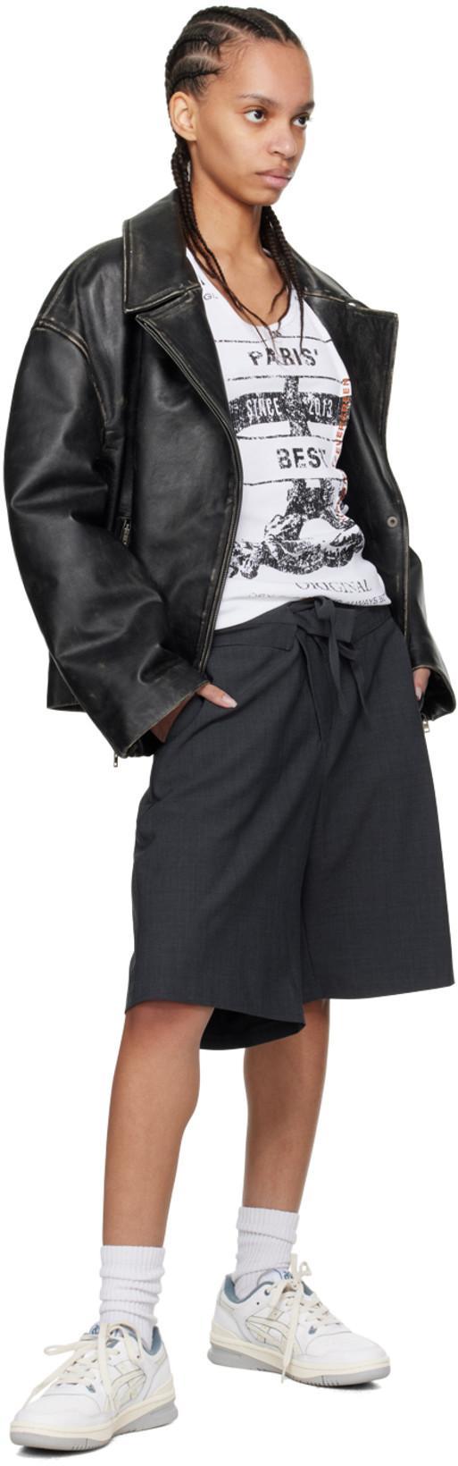 ACNE STUDIOS Women Black Biker Jacket In Vintage Looking Leather Woman