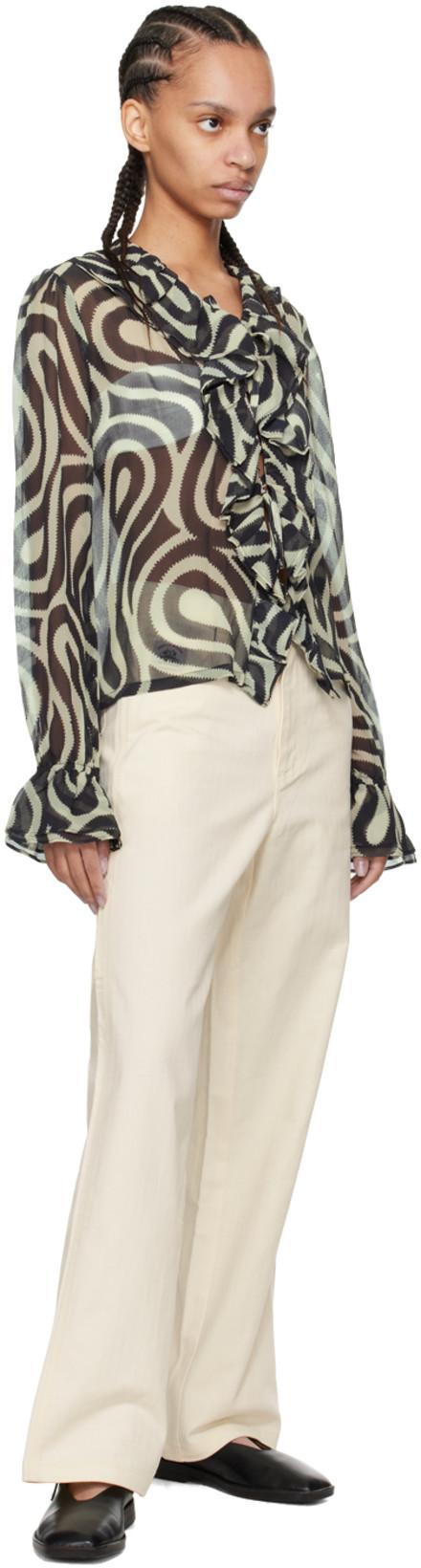 LEMAIRE Black Calf Leather Ballerina Shoes With Off-center Vamp