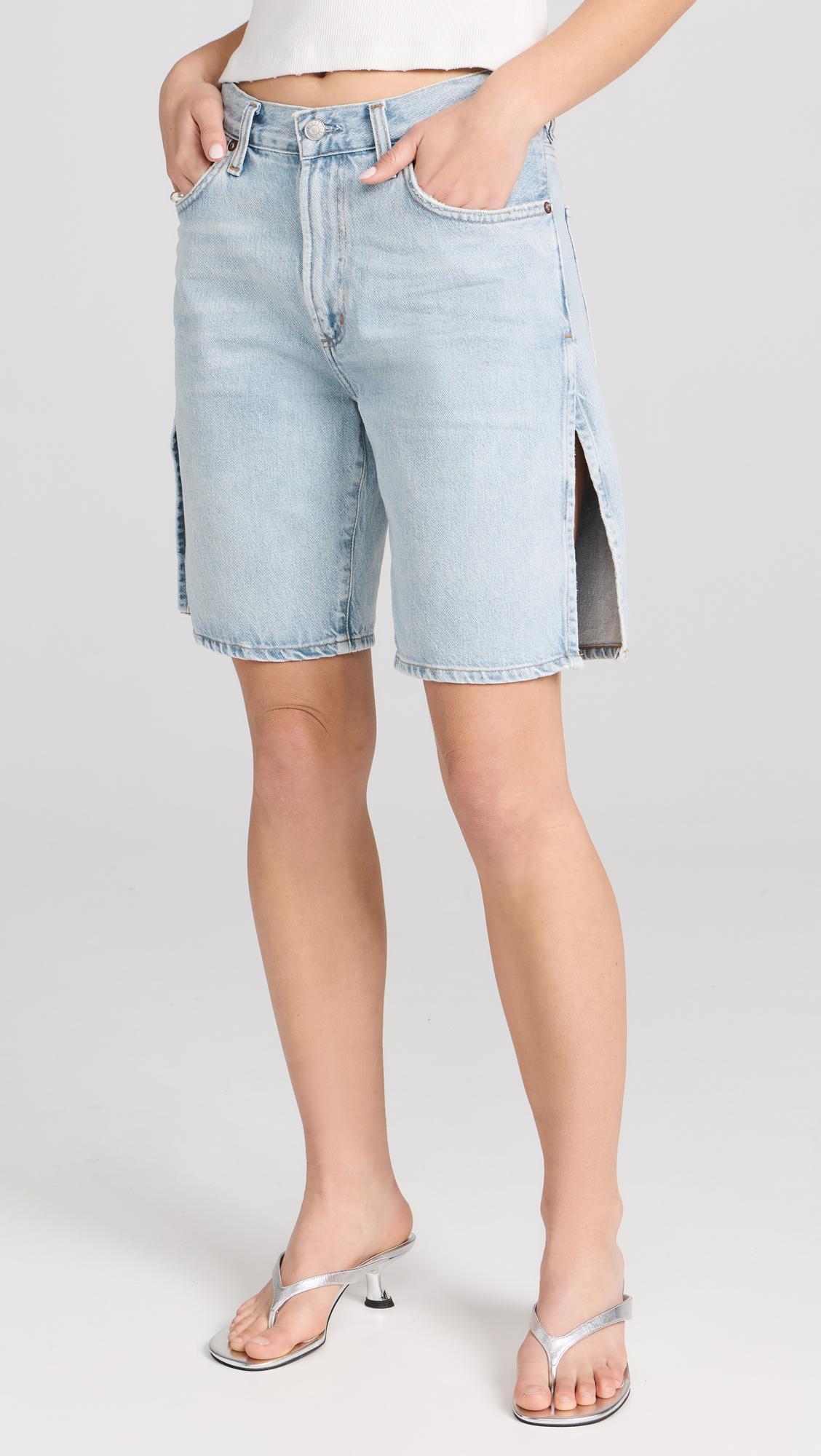 AGOLDE Dame High-rise Cuffed Denim Shorts In Fortune Cookie