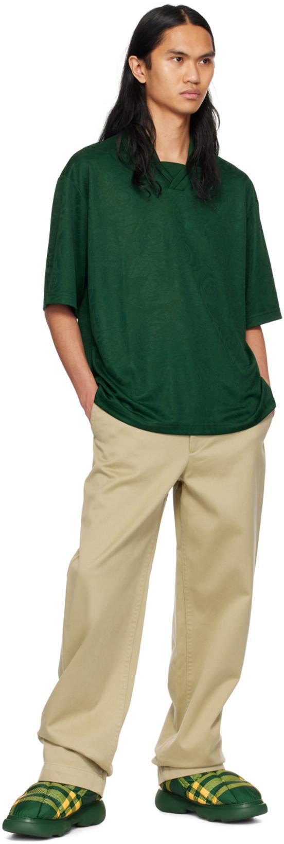 BURBERRY Man Ankle Boots Green Size 9 Textile Fibers