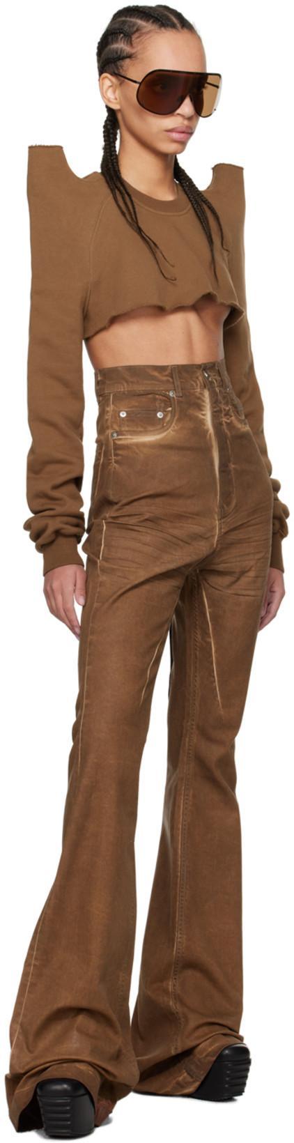 RICK OWENS DRKSHDW Bolan High-waisted Flared Jeans In Brown