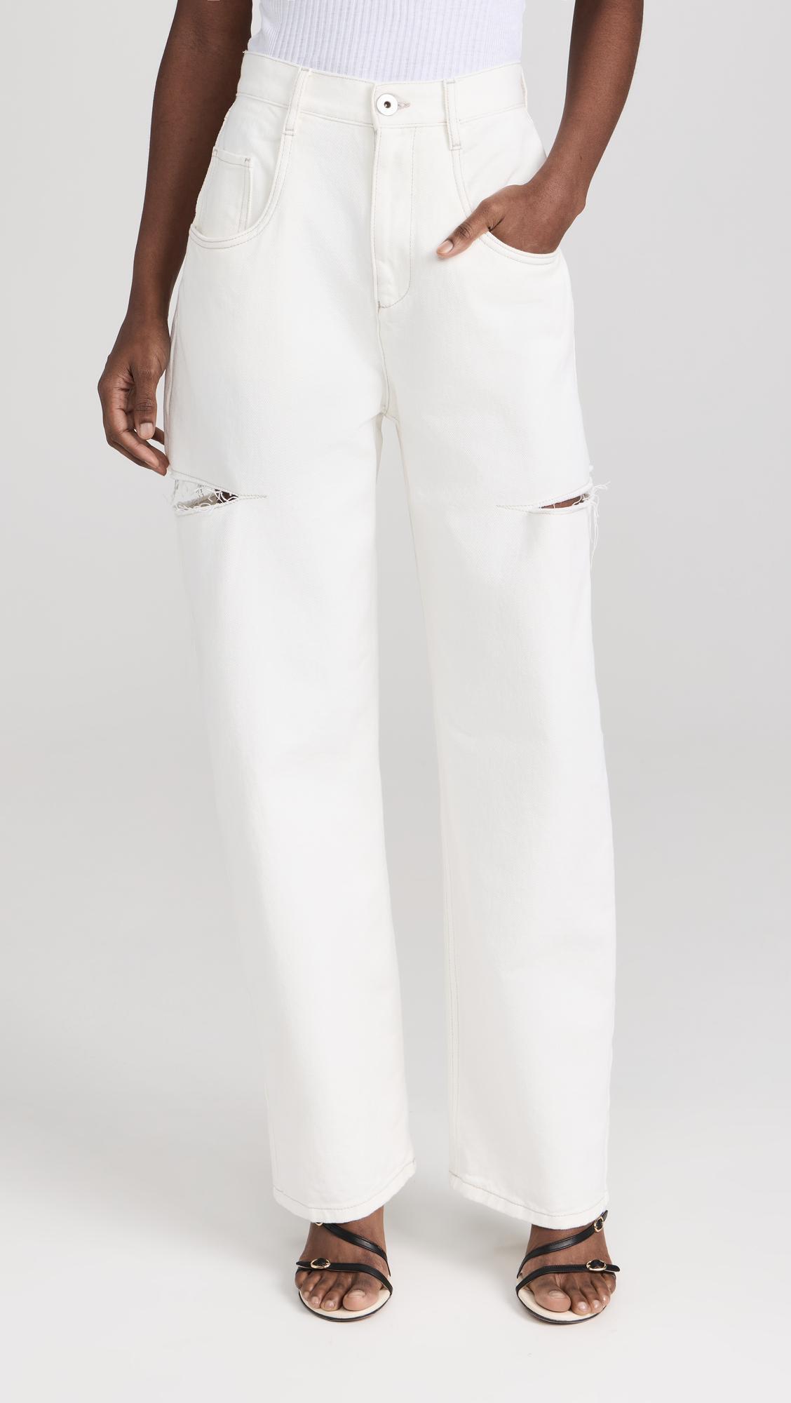 MAISON MARGIELA White High-rise Distressed Jeans