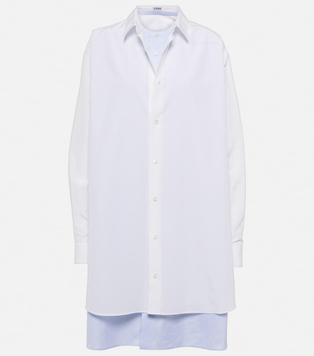 LOEWE Women Cotton And Silk Blend Shirt Dress In White