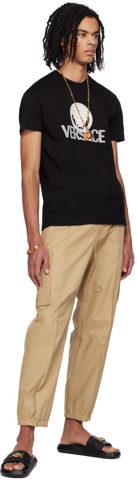 VERSACE Medusa Leather Slides In Black