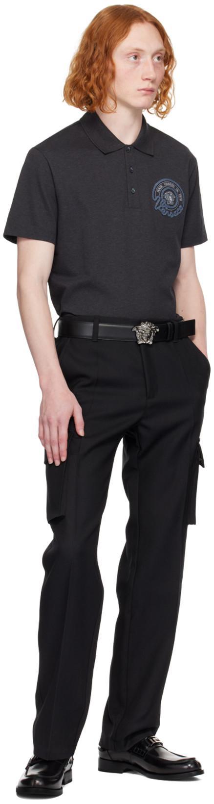 VERSACE La Medusa Reversible Leather Belt In Black