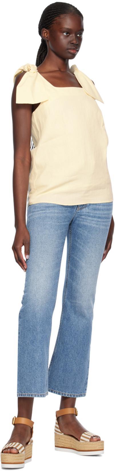 CHLOÉ Blue High Waisted Jeans With Wide Leg And Logo Patch On The Rear In Denim Woman