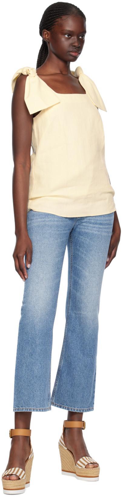 CHLOÉ Blue High Waisted Jeans With Wide Leg And Logo Patch On The Rear In Denim Woman