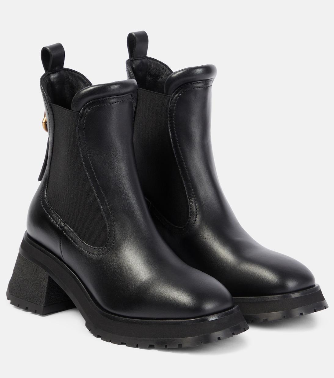 MONCLER Gigi Embellished Leather Chelsea Boots In Black