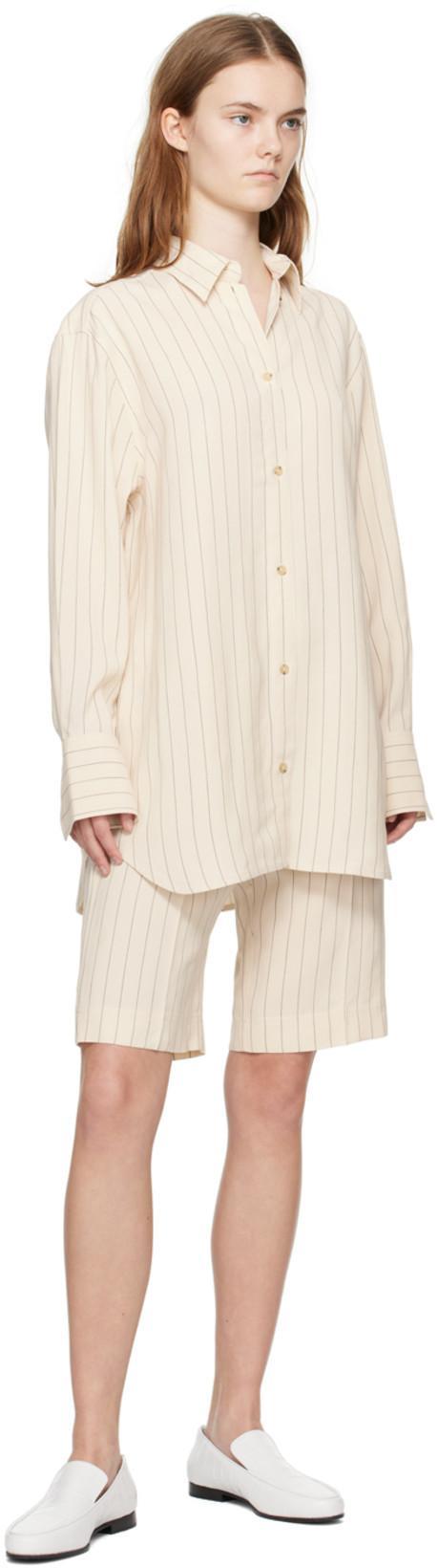 TOTÊME Toteme Striped Cotton Shirt In Beige