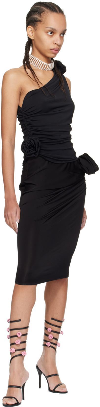 MAGDA BUTRYM Jersey One Shoulder Flower Top In Black