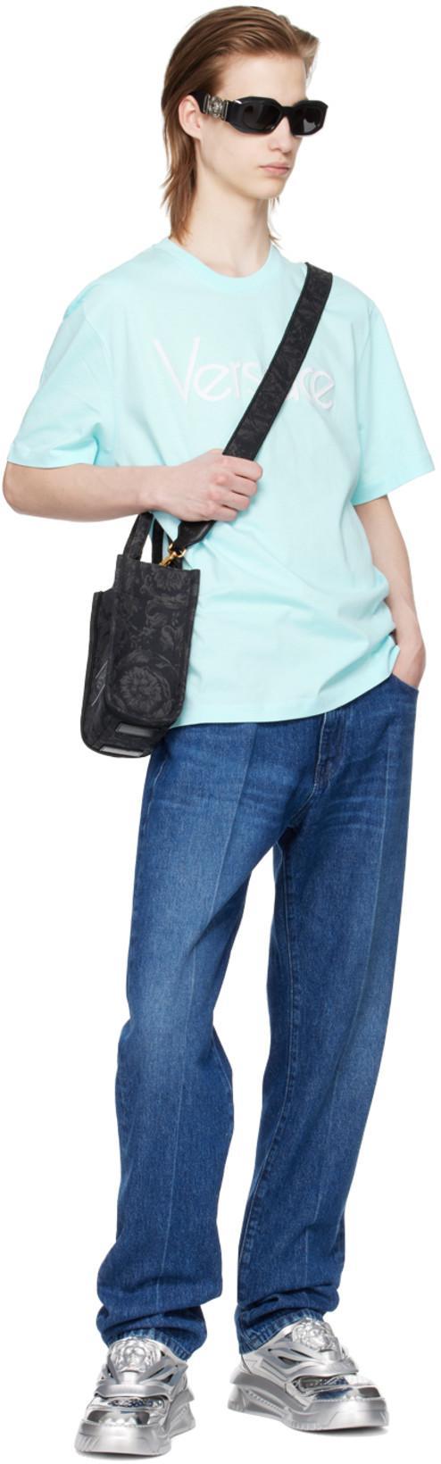 VERSACE Black Barocco Athena Mini Tote In Multicolor