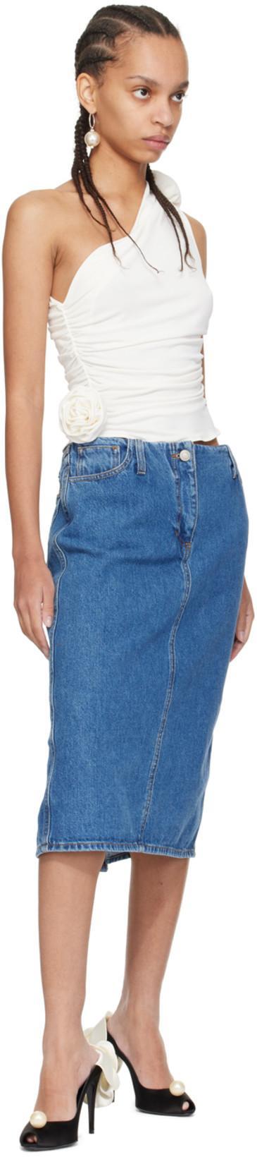 MAGDA BUTRYM One-shoulder Top With 3d Floral Applications In Neutral