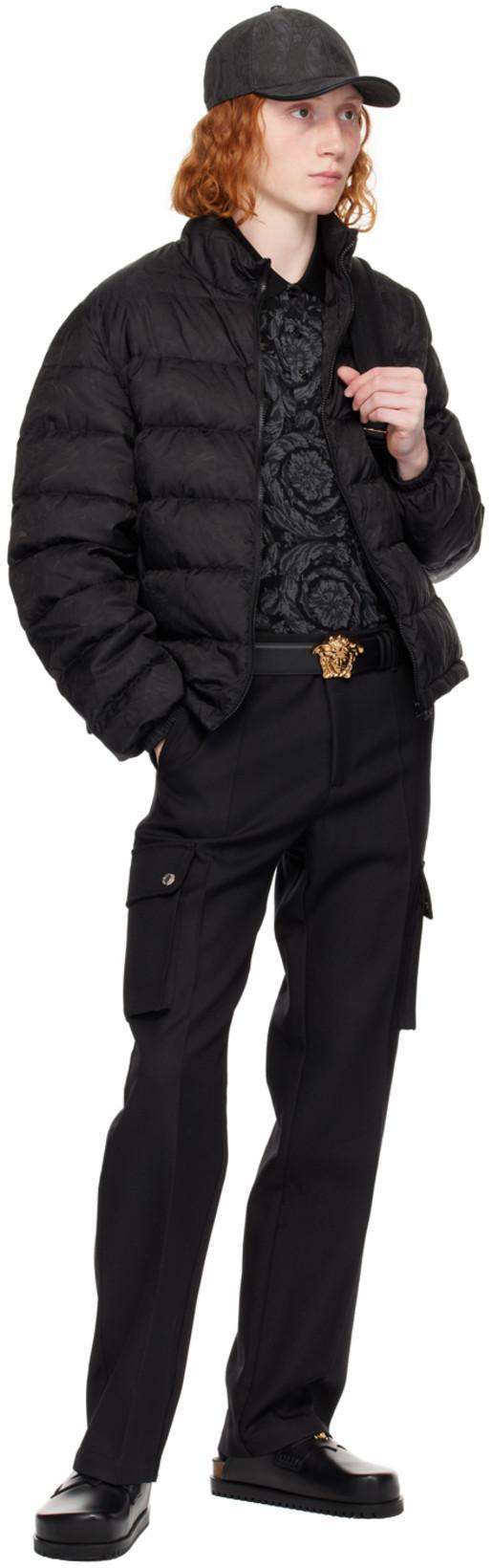 VERSACE Barocco Print Polo T-shirt In Grey