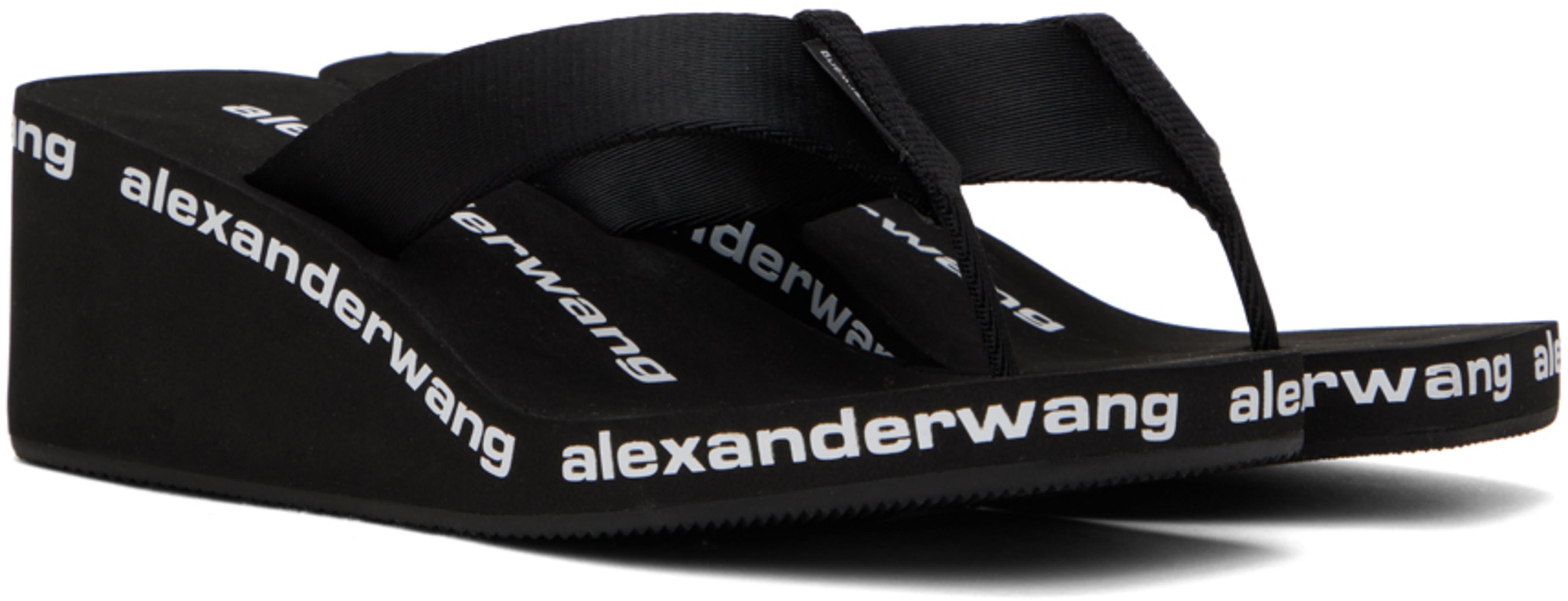ALEXANDER WANG Square Toe Logo Midsole Wedged Flip Flops In Black