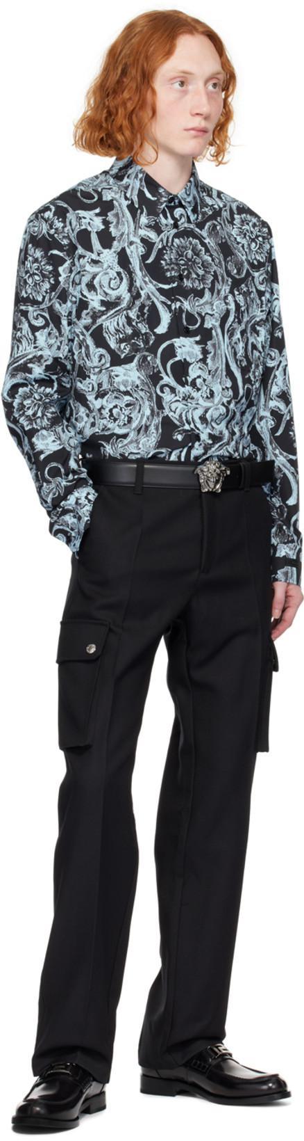 VERSACE La Medusa Reversible Leather Belt In Black
