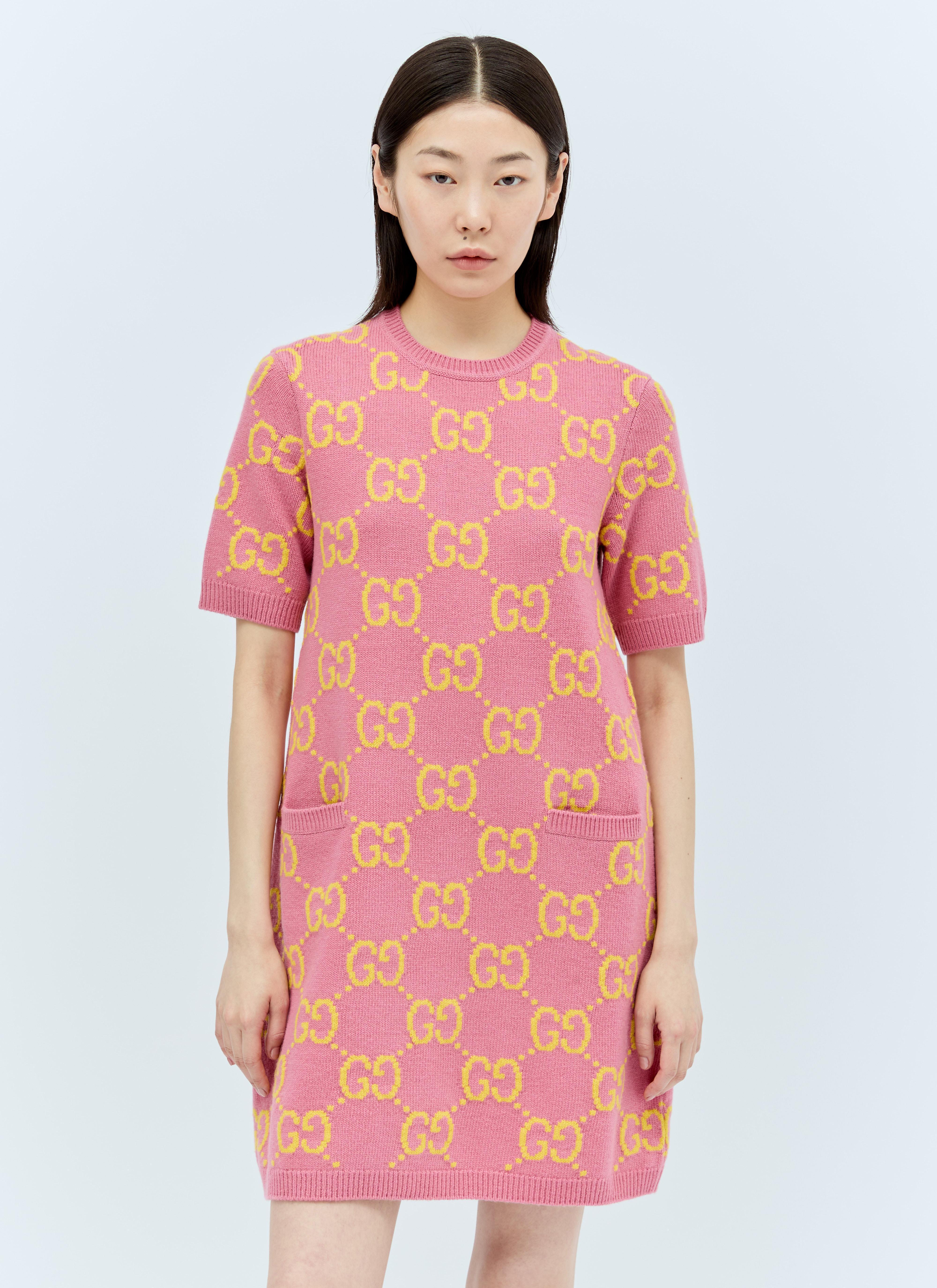 GUCCI Gg-pattern Wool Dress In Pink