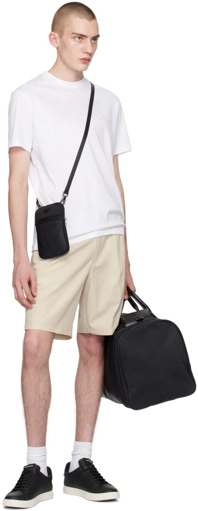 GIORGIO ARMANI Pure Cotton Interlock Signature Logo T-shirt In White