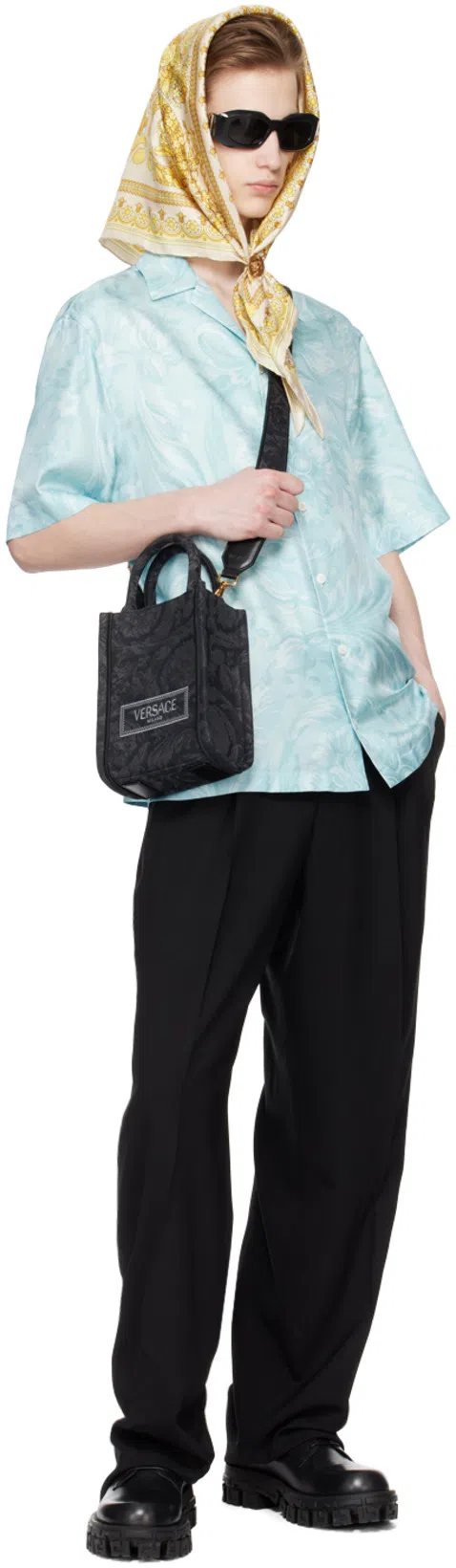 VERSACE Black Barocco Athena Mini Tote In Multicolor