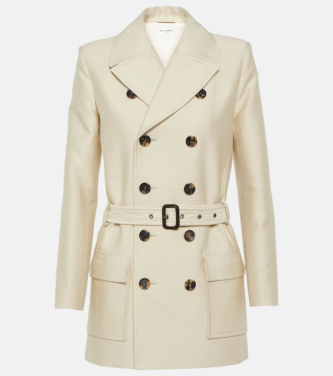 SAINT LAURENT Lee Buckled Glossed-leather Knee Boots In Black