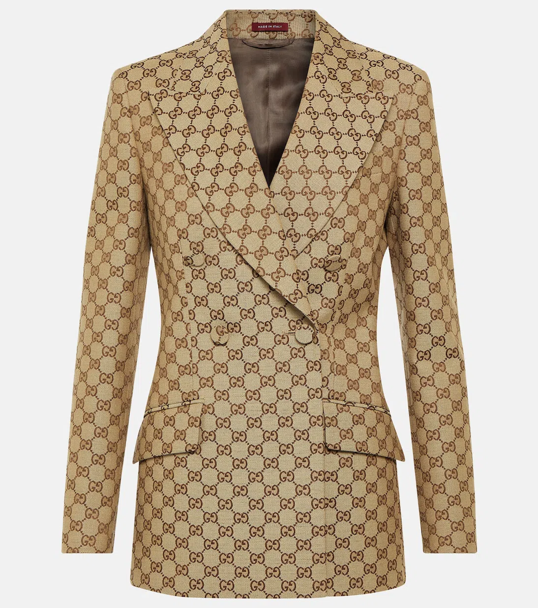 GUCCI Gg Supreme Double-breasted Blazer In Brown