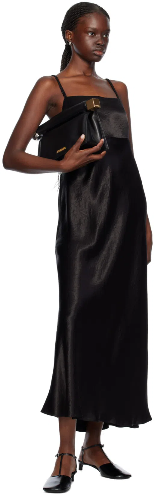 JACQUEMUS La Petite Pochette Rond Leather Clutch In Black