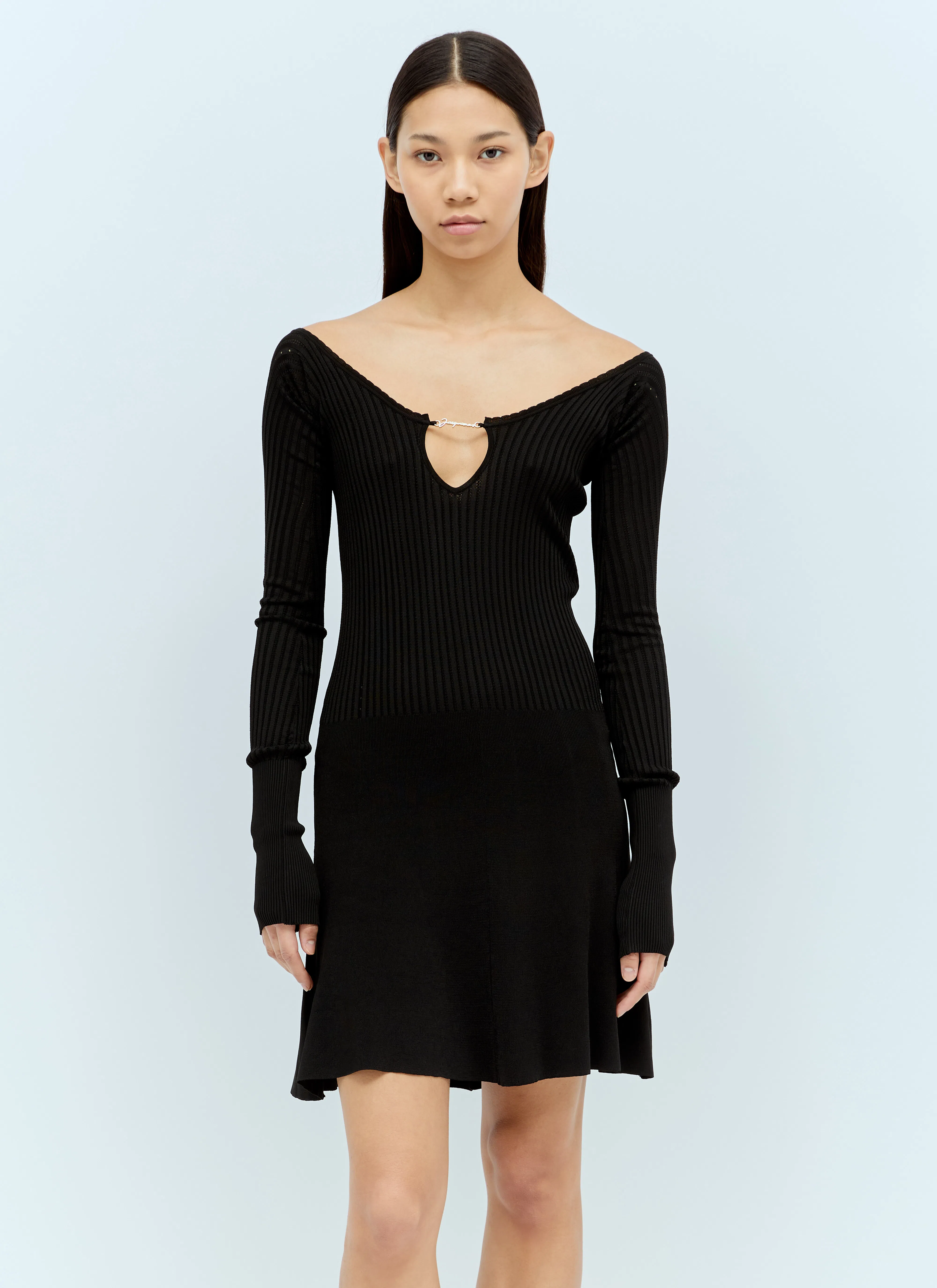 JACQUEMUS La Mini Robe Pralu Flared Minidress In Black
