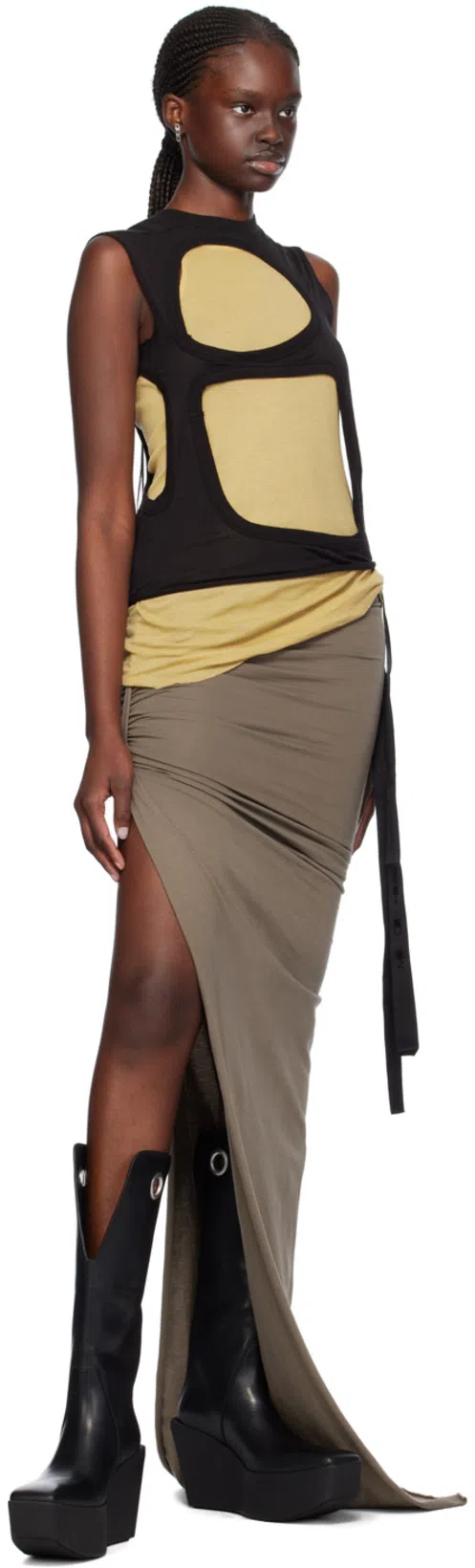 RICK OWENS Black Sliver Platform Kowboy Boots In 09 Black